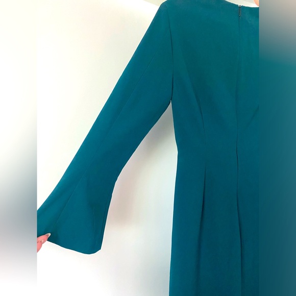 Zara Draped Midi Dress w Back Slit in Deep Turquoise - Picture 6 of 9